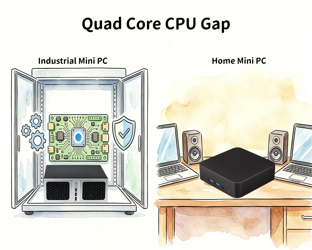 Последние блоги о компании Четырехъядерный процессор Gap Industrial Mini PC Vs Home Mini PC