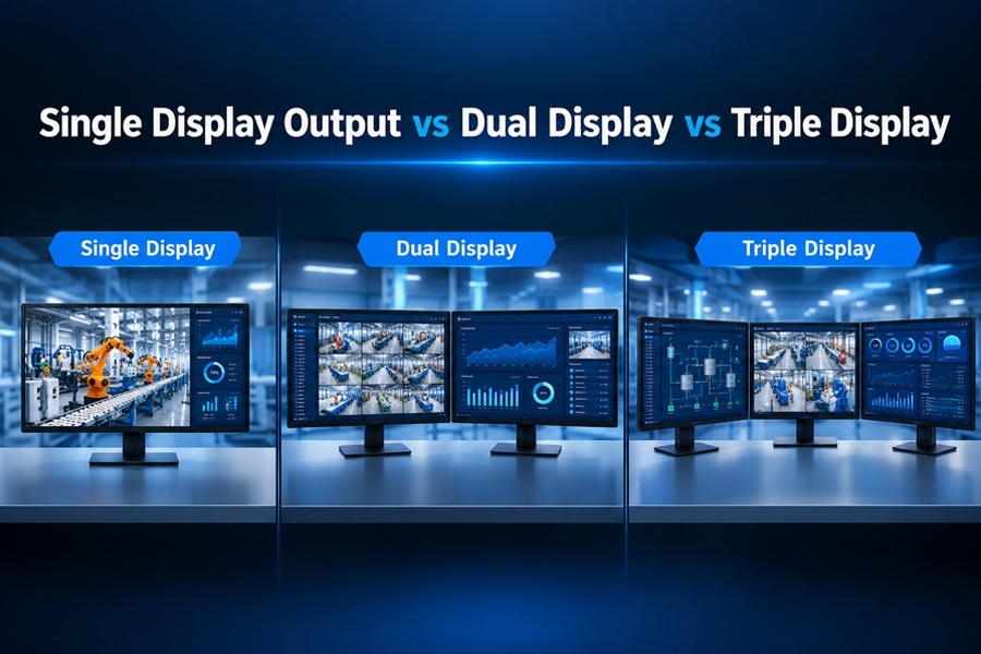 Последние блоги о компании Single Display Output vs Dual Display vs Triple Display: Comparison of Multi screen Output Capability of Industrial PCs