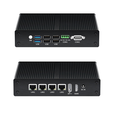 Купить Промышленный мини-компьютер без вентилятора Linux Intel N100 DDR4 16G RAM 4LAN Dual COM Производство в сети